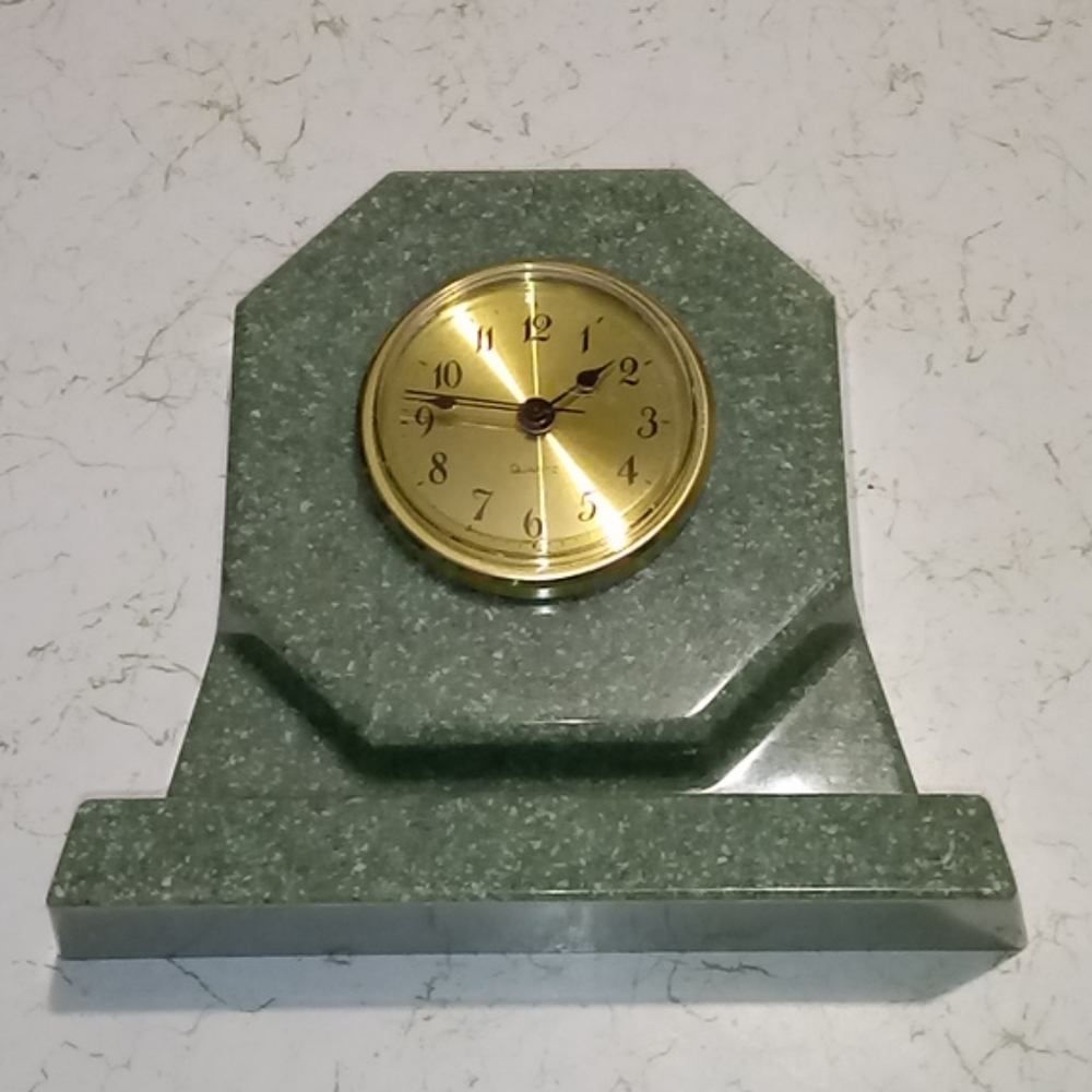 Faux Granite Table Top Mantel Clock Quartz